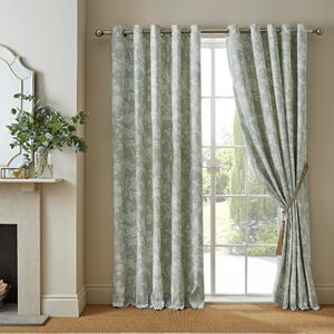 Laura Ashley Lloyd Ready Made Eyelet Curtains Sage