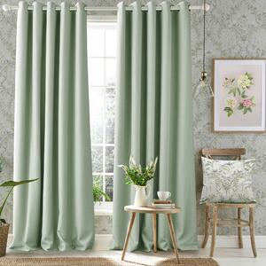 Laura Ashley Stephanie Ready Made Eyelet Blackout Curtains Sage