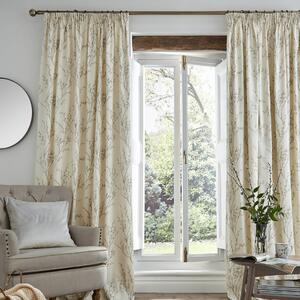 Laura Ashley Pussy Willow Ready Made Curtains Off white-Dove grey