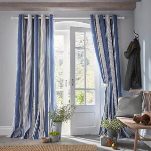 Laura Ashley Tiverton Ready Made Eyelet Curtains Denim