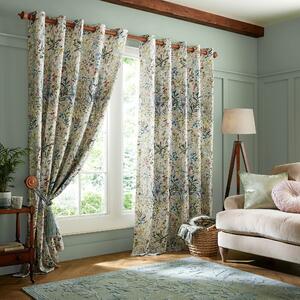 Laura Ashley Pointon Fields Ready Made Eyelet Curtains Multi