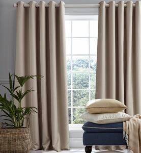 Laura Ashley Stephanie Ready Made Eyelet Blackout Curtains Natural