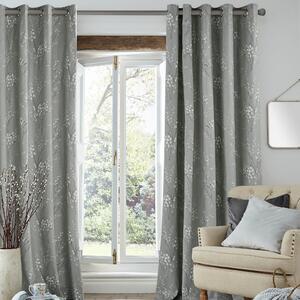 Laura Ashley Pussy Willow Ready Made Eyelet Curtains Steel