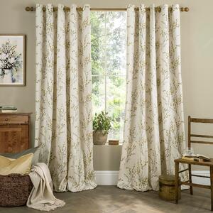 Laura Ashley Pussy Willow Ready Made Eyelet Curtains Ochre