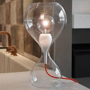 Next Blubb - glass table lamp, clear/red cable