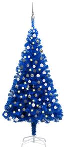 Artificial Pre-lit Christmas Tree with Ball Set Blue 120 cm PVC