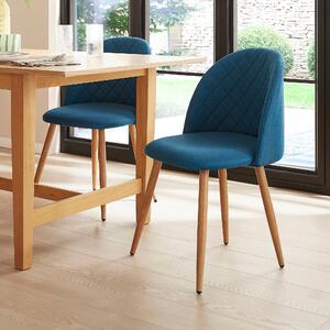 Astrid Dining Chair, Flatweave Fabric Blue