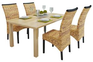 Dining Chairs 4 pcs Abaca and Solid Mango Wood