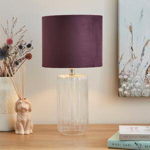 Christine Ribbed Glass Table Lamp Aubergine (Purple)