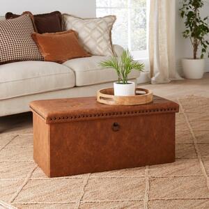Faux Leather Rectangular Ottoman