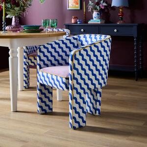 Sophie Robinson Dining Chair, Colbalt Blue Wiggle Fabric
