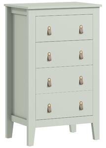 HOMCOM Bedroom Chest of Drawers, Modern 4 Drawer Dresser Cabinet with PU Leather Handles and Metal Runners for Living Room, Hallway, Entryway, Green