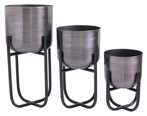 Country Living Set of 3 Pewter Plant Pots & Stands