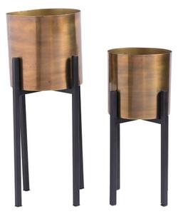 Country Living Set of 2 Golden Bronze Plant Pots & Stands