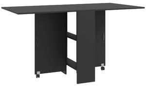 HOMCOM Folding Kitchen Table, Extendable Drop Leaf Dining Table with 2-tier Shelves, Small Dinner Table with Rolling Casters, Black Aosom UK