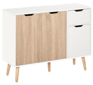 HOMCOM Sideboard Floor Standing Storage Cabinet with Drawer for Bedroom, Living Room, Home Office, Natural Aosom UK