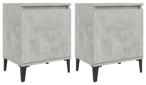 Bed Cabinets with Metal Legs Concrete Grey 40x30x50 cm