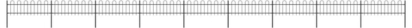 Garden Fence with Hoop Top Steel 15.3x0.6 m Black