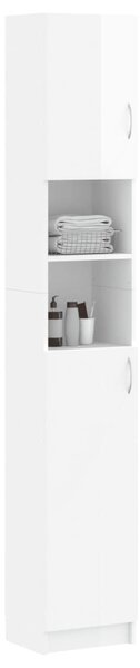 Bathroom Cabinet High Gloss White 32x25.5x190 cm Engineered Wood