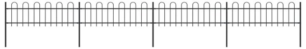 Garden Fence with Hoop Top Steel 6.8x0.6 m Black