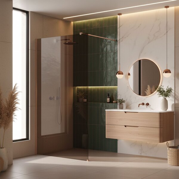 Shower screen Rea Flexi Brown / Brush Copper 100
