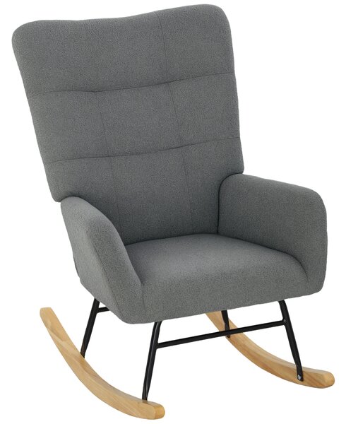 HOMCOM Teddy Fleece Rocking Chair - Grey