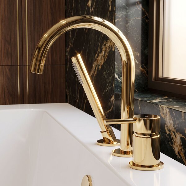 3-Hole Bathtub Faucet Rea Lungo Gold