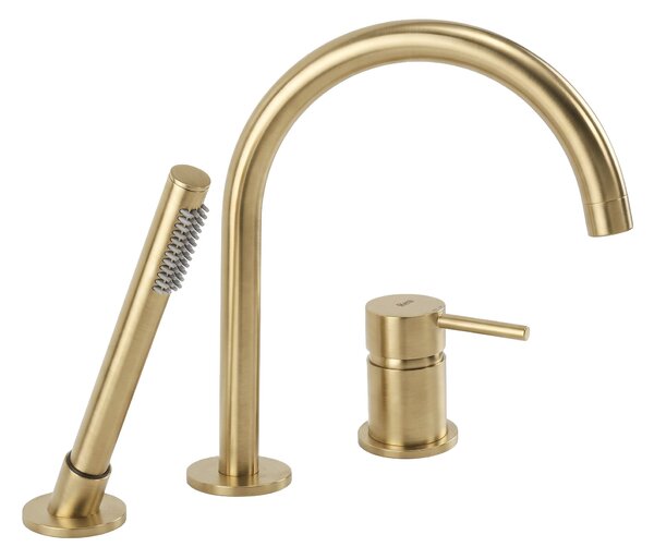 3-Hole Bathtub Faucet Rea Lungo Brush Gold