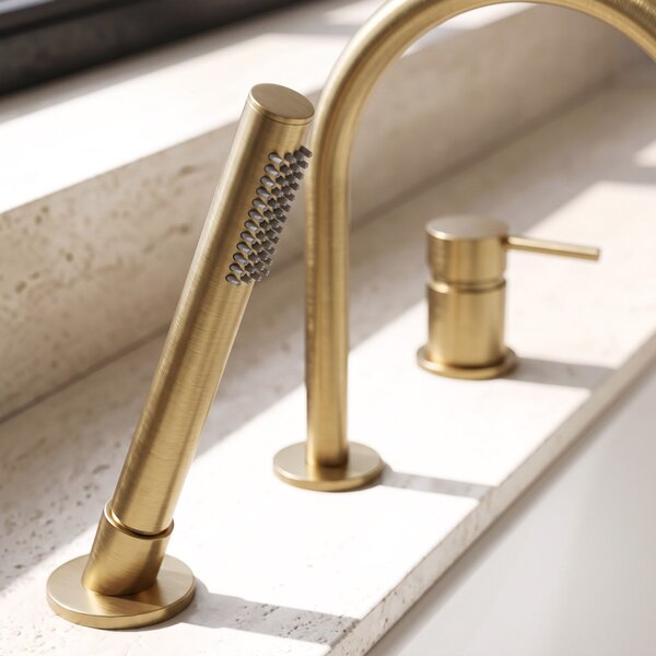 3-Hole Bathtub Faucet Rea Lungo Brush Gold