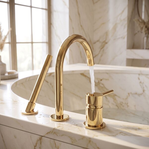3-Hole Bathtub Faucet Rea Lungo Gold
