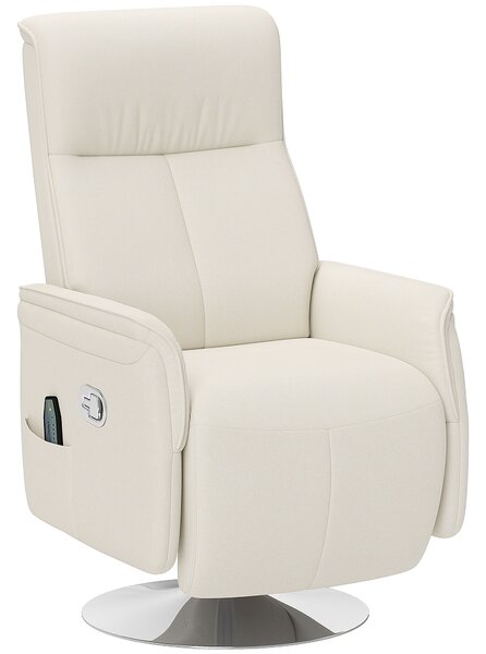 HOMCOM Massage Recliner Chair with Footstool, Upholstered Reclining Armchair with Adjustable Backrest and Steel Frame, Breathable Linen Fabric Swivel Chair for Living Room, Bedroom, Cream White