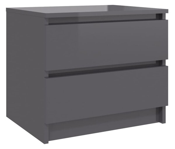 Bed Cabinet High Gloss Grey 50x39x43.5 cm Engineered Wood