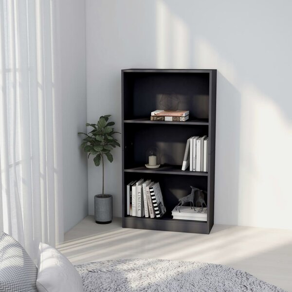 3-Tier Book Cabinet Grey 60x24x109 cm Engineered Wood