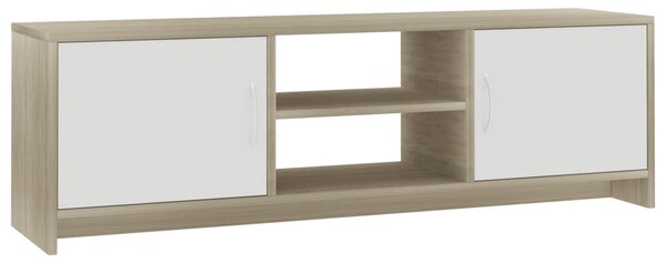 TV Cabinet White and Sonoma Oak 120x30x37.5 cm Engineered Wood