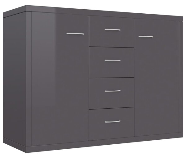 Sideboard High Gloss Grey 88x30x65 cm Engineered Wood