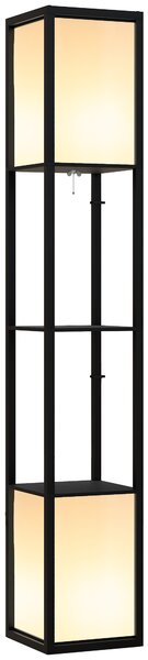 HOMCOM Floor Lamp with Shelves, Floor Standing Lamp with Dual Ambient Light and Two Shelves, for Living Room, Bedroom, Black Aosom UK
