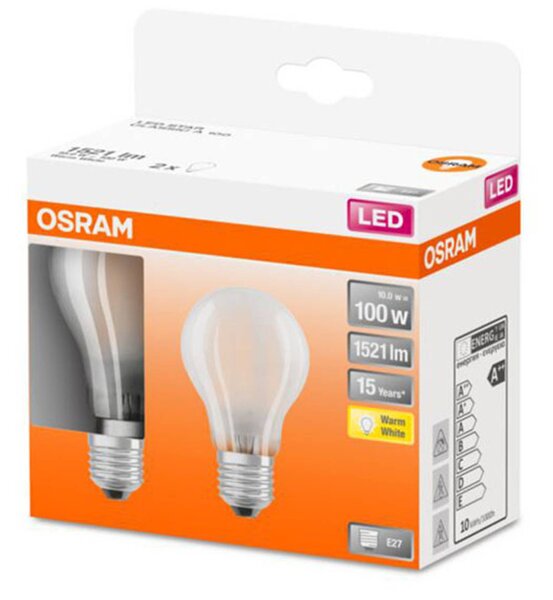 OSRAM Classic A LED bulb E27 11W 2700K matt 2-pack