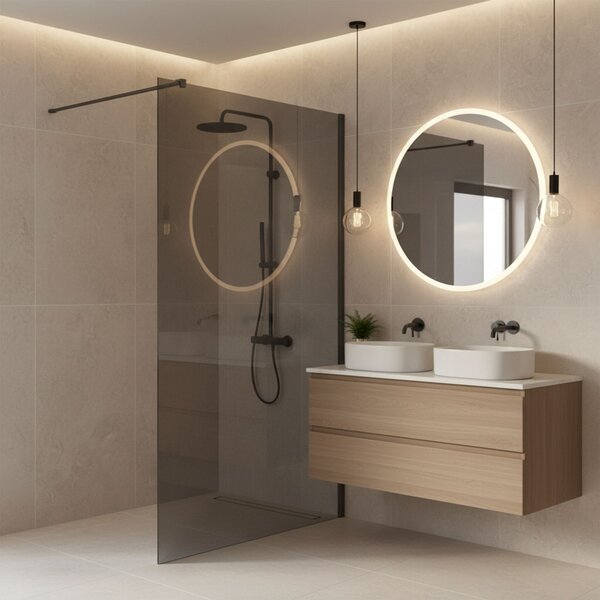Shower screen Rea Flexi Grey / Titan 80