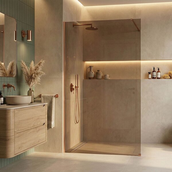Shower screen Rea Flexi Brown / Brush Copper 90