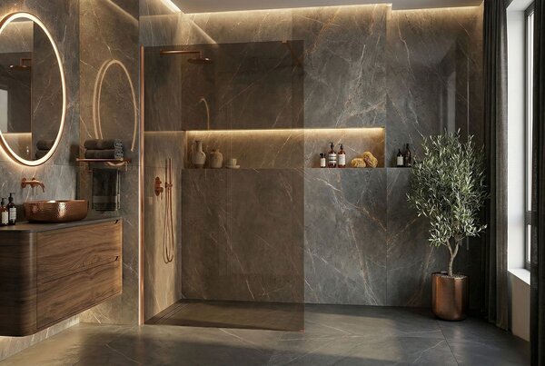 Shower screen Rea Flexi Brown / Brush Copper 100
