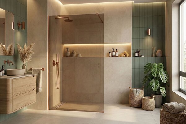 Shower screen Rea Flexi Brown / Brush Copper 110