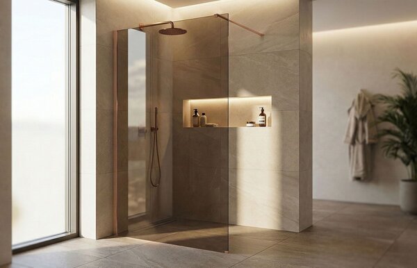 Shower screen Rea Flexi Brown / Brush Copper 110