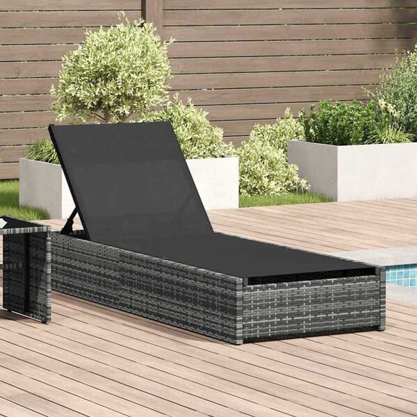 Aleris Garden Poly Rattan Reclining Sun Lounger in Grey