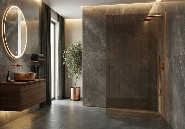 Shower screen Rea Flexi Brown / Brush Copper 140