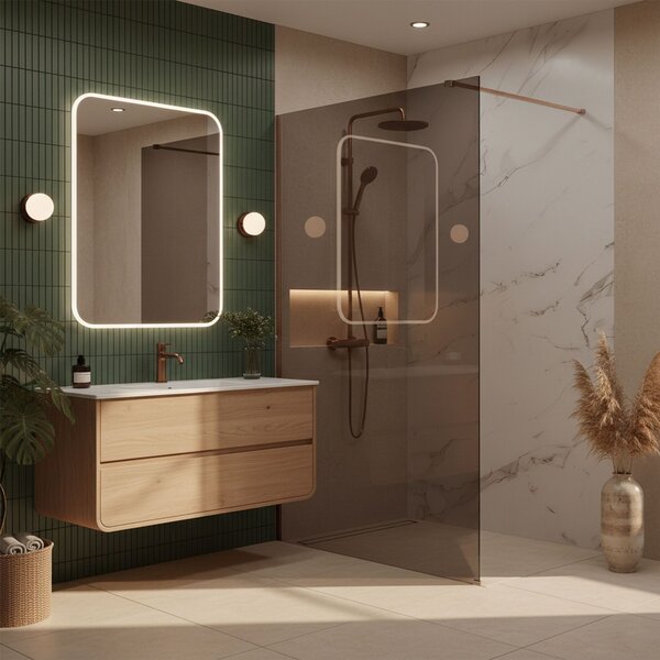 Shower screen Rea Flexi Brown / Brush Copper 140