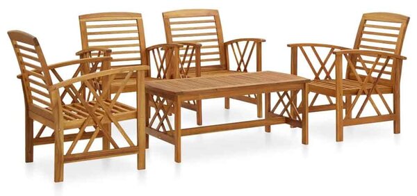 Yerivo Garden Acacia Wood Lounge Set with 4 Amrchairs in Brown