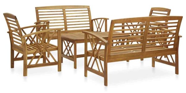 Yerivo Garden Acacia Wood Lounge Set with Coffee Table in Brown
