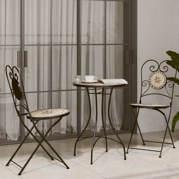 Etrix Garden Ceramic Top Bistro Set in Terracotta and White