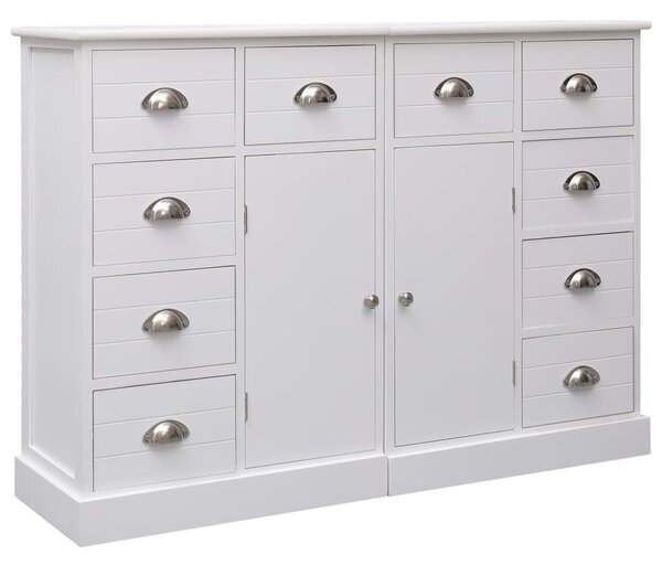 Sideboard with 10 Drawers White 113x30x79 cm Wood