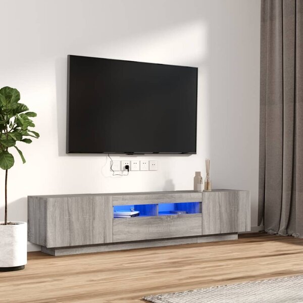 2 Piece TV Cabinet Set with LED Lights Grey Sonoma Engineered Wood